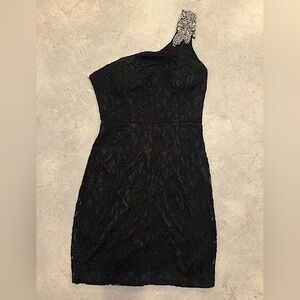 Elegant Black Lace Dress with sequin strap